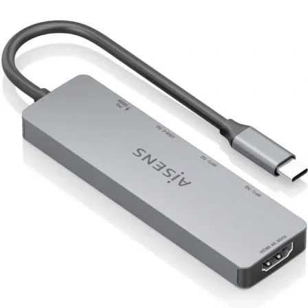 AISENS USB-C Dock 5 en 1 con HDMI 4K y PD 100W, Gris